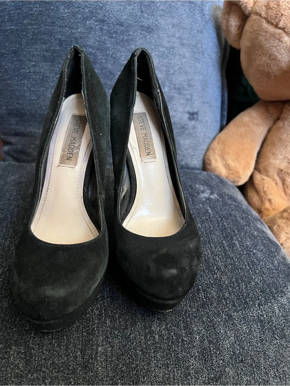 Steve Madden Black Suede Platform Pumps